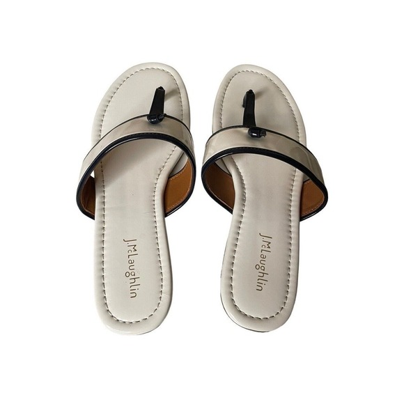 J Mclaughlin Leslie Flip Flop Thong Sandals White Black Size 11 M Flats - Picture 5 of 8